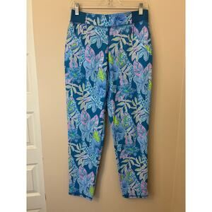 Lilly Pulitzer Luxletic Run Around Stretch Pants UPF50 Travel Macaw Blue XS